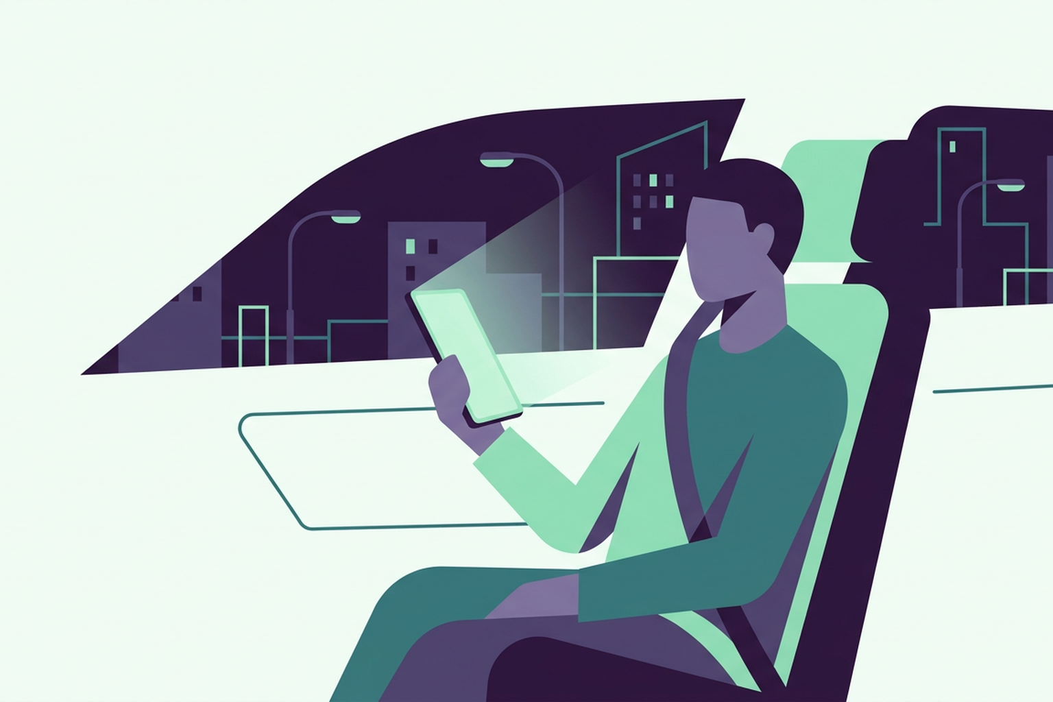 Traveller in a car looking at the stay page on their phone