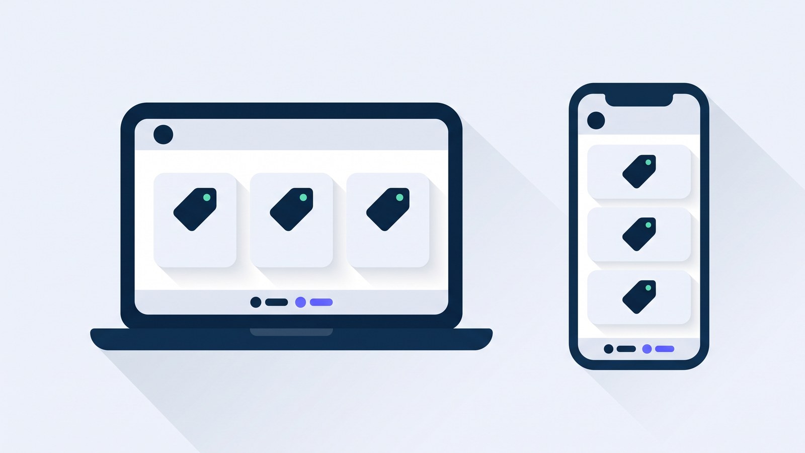 Un computer e un telefono che mostrano lo stesso negozio online con logo e prodotti